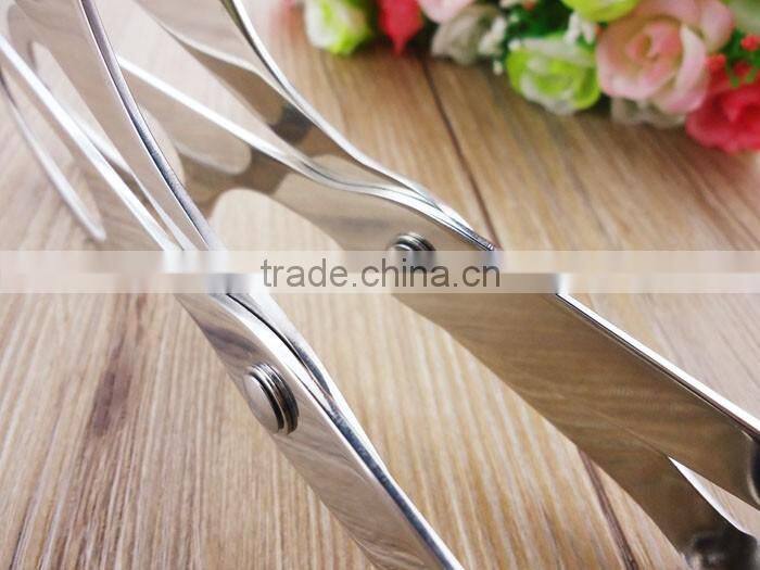OEM logo Cooking Tools Utensils 10inch stainless steel kitchen scissor tongs , bbq scissor tongs