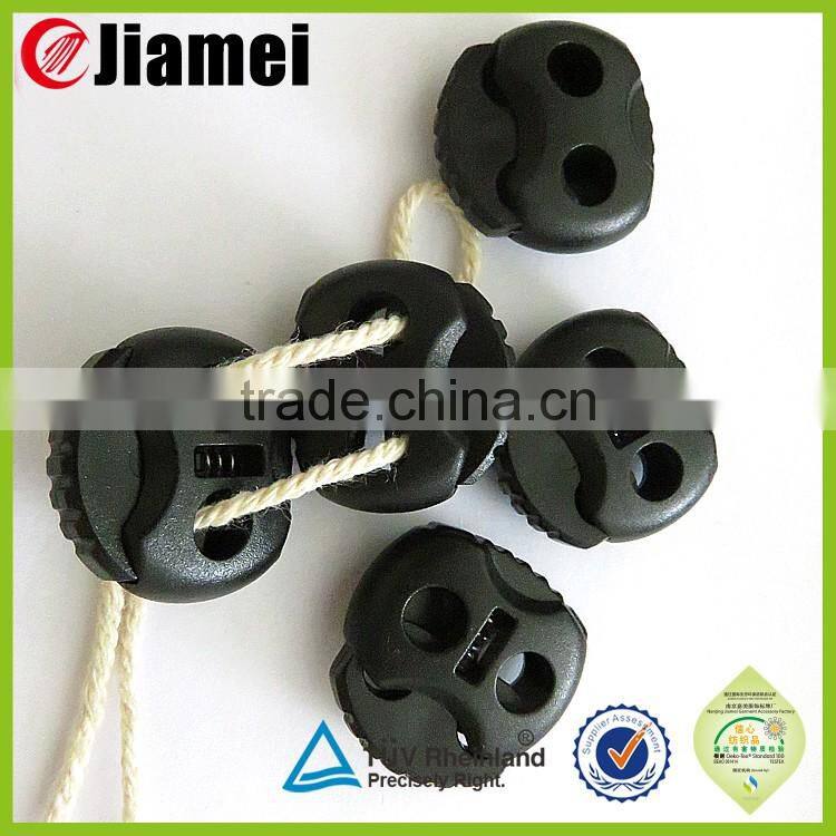 Two Hole cord lock stoppers pu fake leather stoppers for clothing