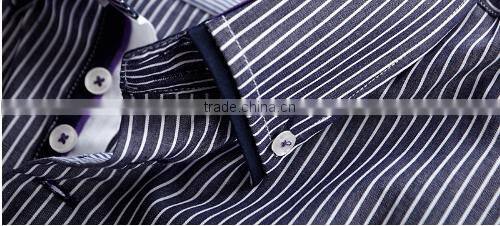 2016 Four Breasted Men's Shirt Long Sleeve Striped Shirt