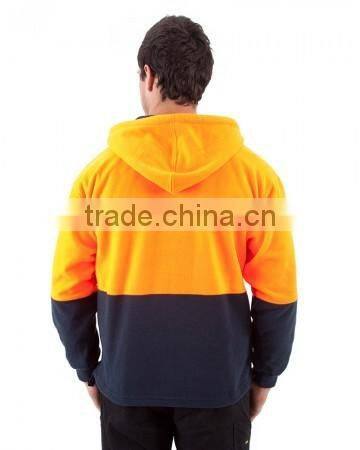 Orange/Navy safety jacket Full Zip Polar Fleece Hi vis Hoodies