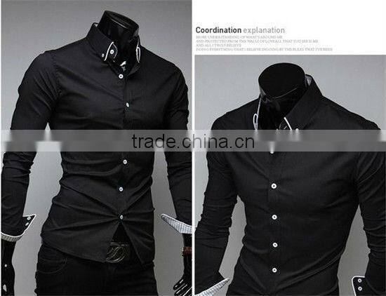 Man fashion formal casual long sleeve slim fit dress shirts for men MOQ 10PCS