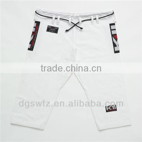Wholesale new design custom made high quality pearl weave fabric patched white brazilian kimono jiu jitsu