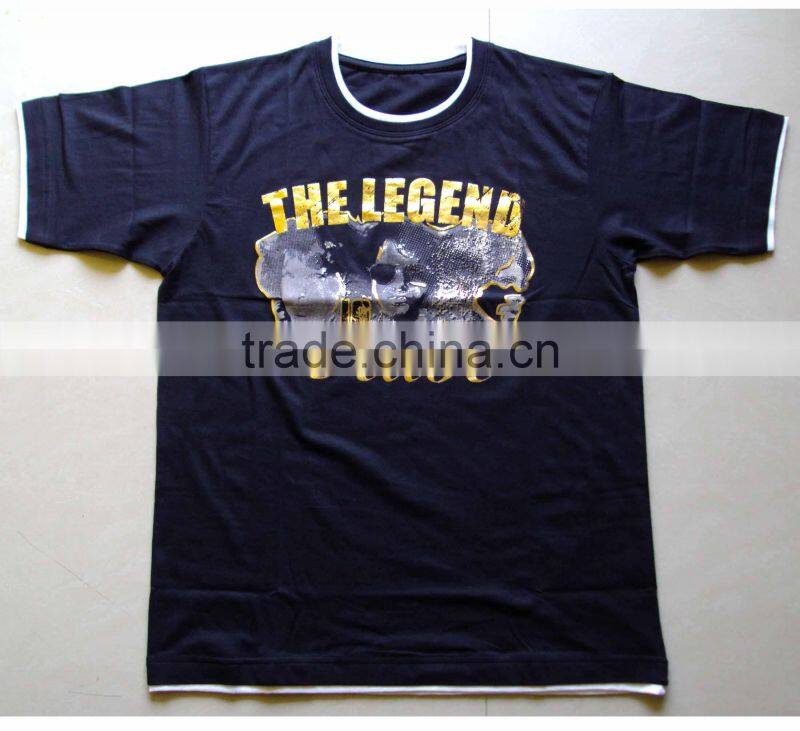 foil printed t-shirt for men. mens short sleeve cotton t-shirt,