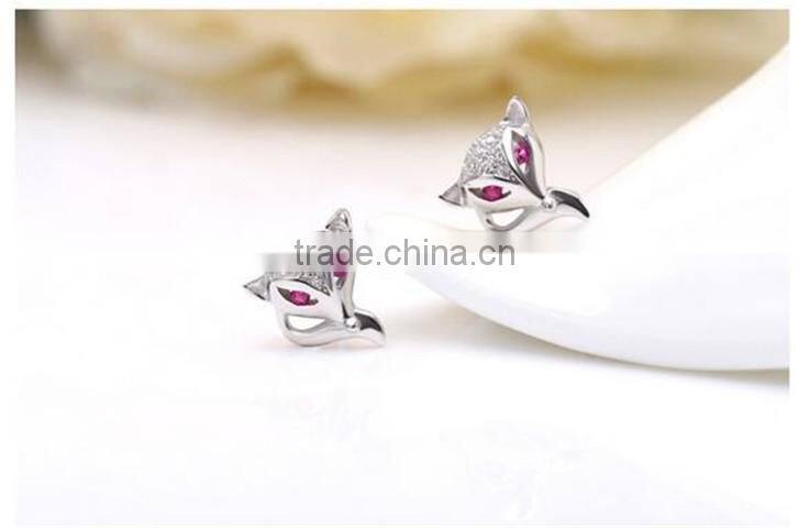 925 Sterling Silver ruby fox stud earrings jewelry