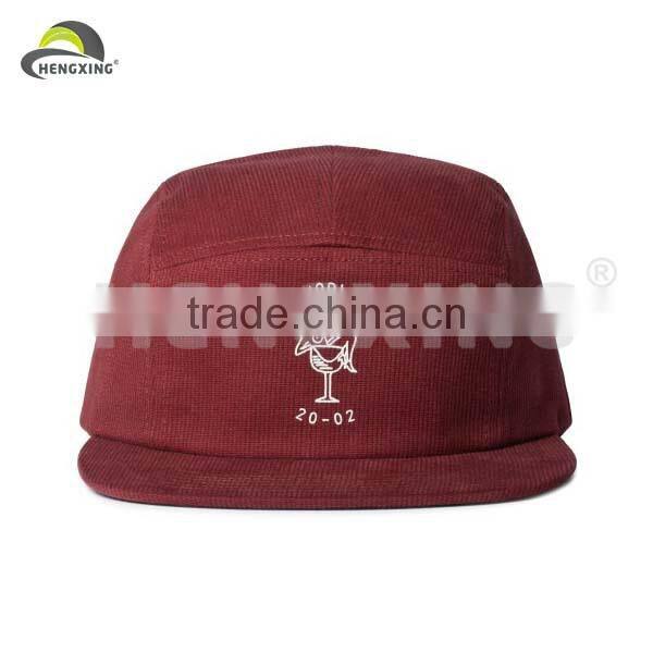 Navy corduroy 5 panel hat/embroidery hat