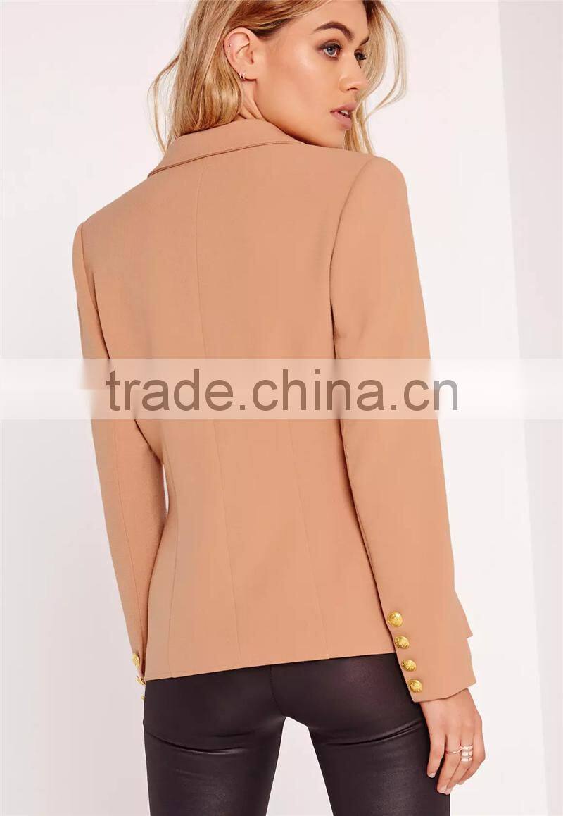 MGOO Custom Made Women Short Slim Fitting Suit Blazers Nude Blazer Military One Button Office Blazers
