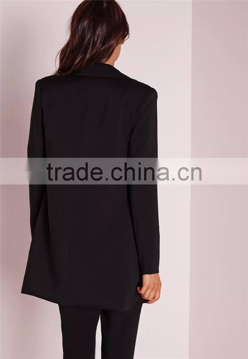 MGOO 2017 Manufacturer Longline Black Blazers Spring Oversized Casual Blazers Jackets For Women Oversized Jackets