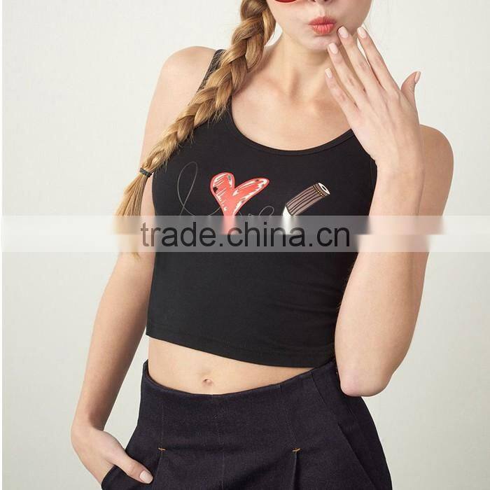 Custom black printed girl tank tops wholesale