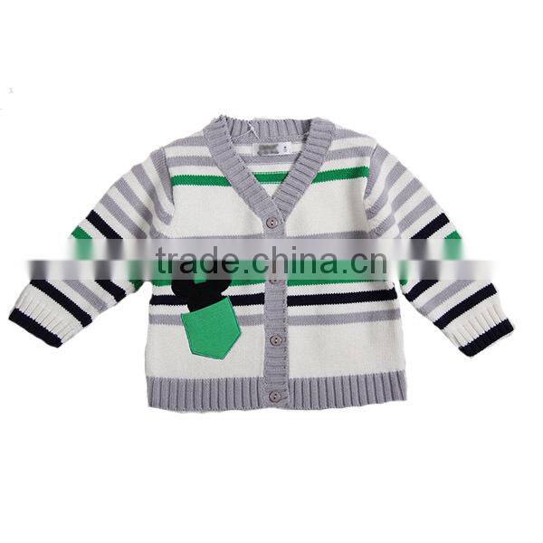 Baby boys V neck sweater stripe knitted children cardigan