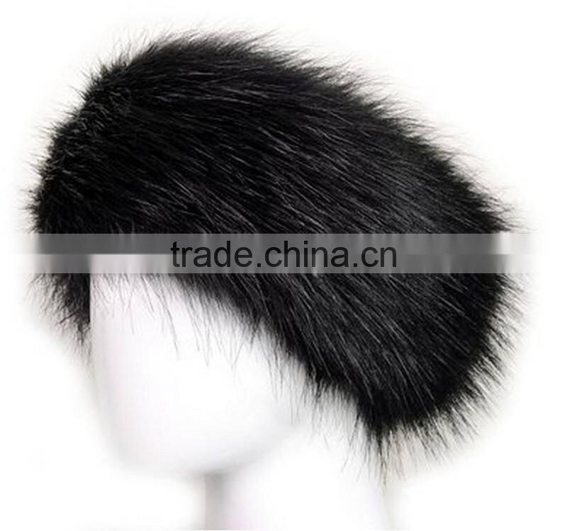 Winter headwear three colors headband faux fur hat with russian style fox fur cap hats