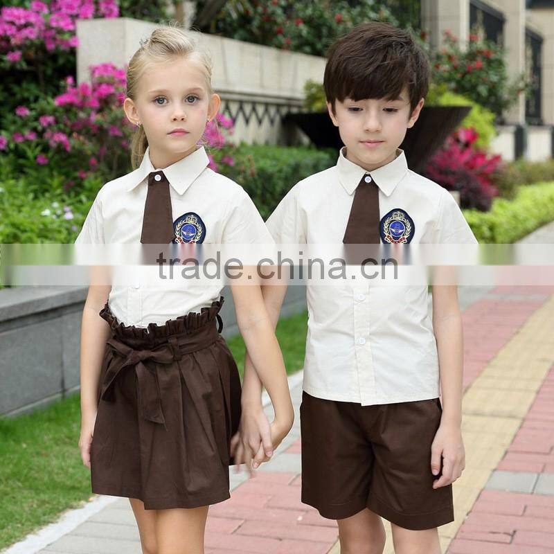 Customized made different style kindergarten primary school uniform little kids boys shirts and shorts /boys school uniform