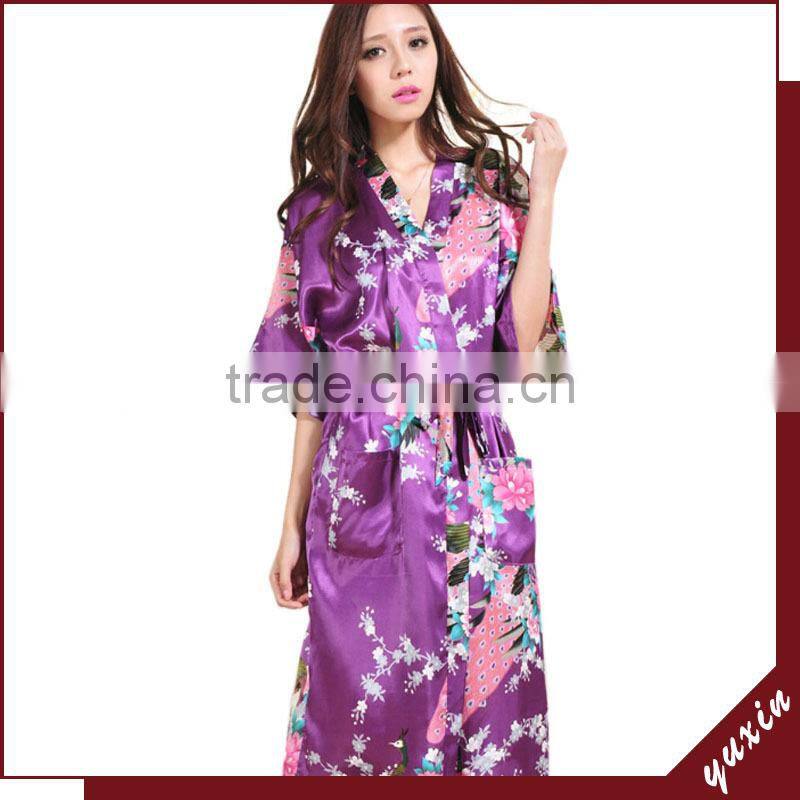 15 Colors Factory wholesale plus size peacock women robe sleepwear,nightgown silk robes RL1-00