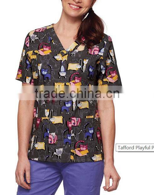 Wholesale fashion medical scrub printed uniform