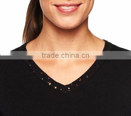 Women Black Sweater Christmas Trees Pattern Christmas Jumper Sweater