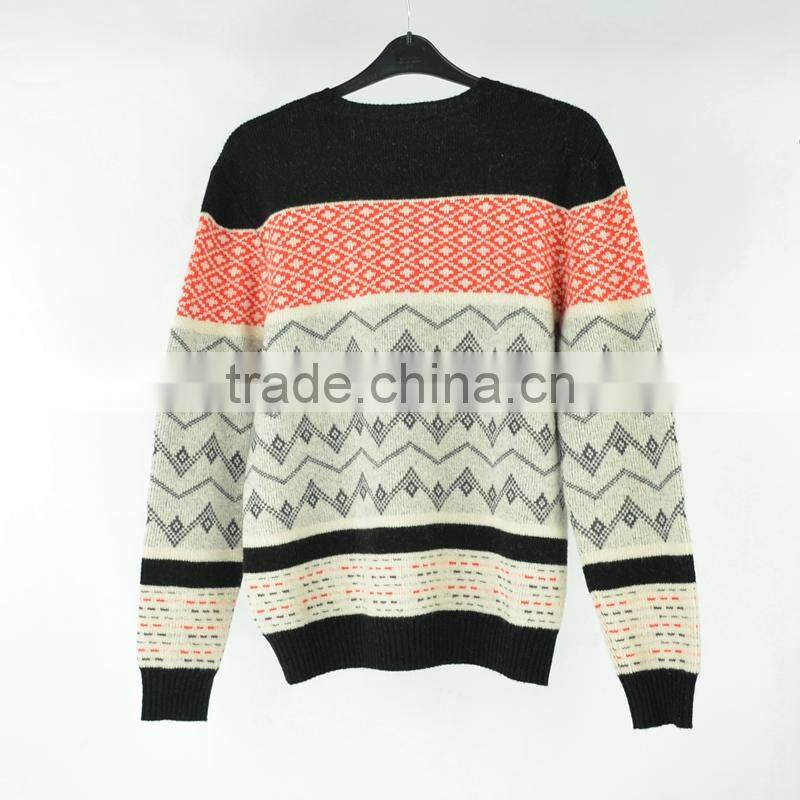 New Custom Design Fancy Color Jacquard Man Pullover Sweater