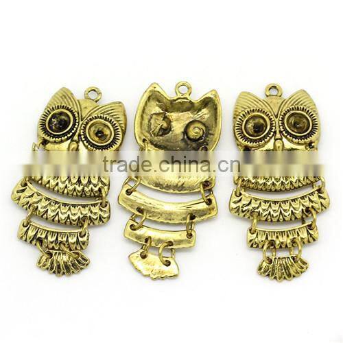 Owl Animal Halloween Ornaments Gold Tone Cabochon Setting Charm Pendants
