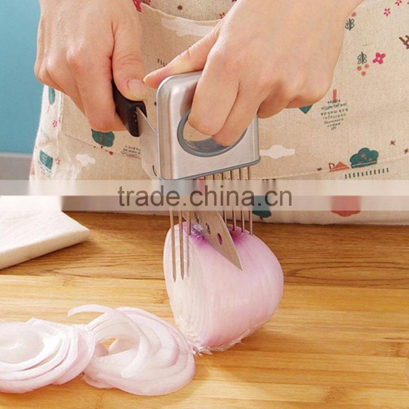Fruit Vegetable Tools Stainless Steel Onion Holder Slicer Kitchen Gadgets Easy Cut Tomato Meat Tenderizer Onion Holder Fork