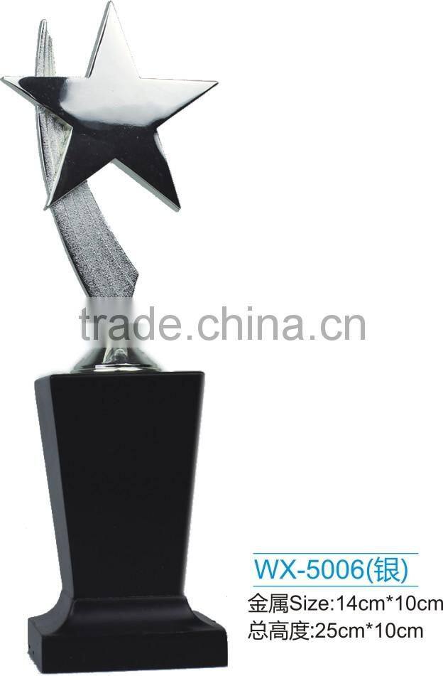 Popular wood trophy base gold plated STAR awards metal trophy