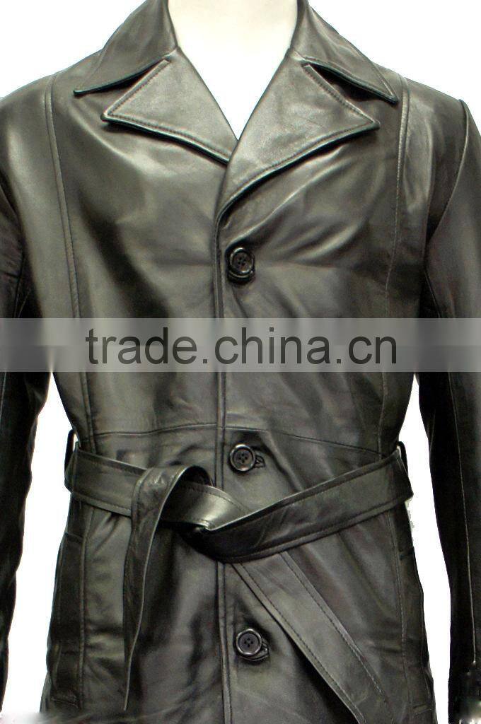 Men Leather Long Coat