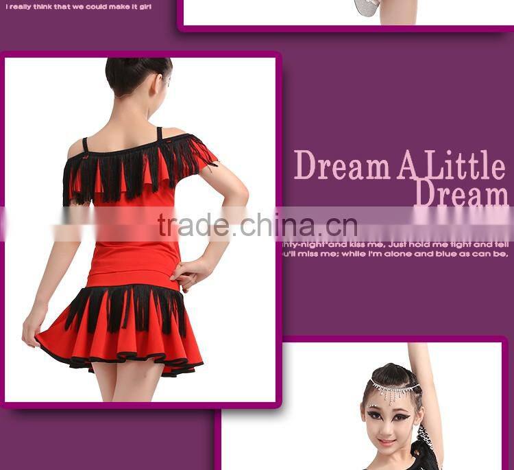 Girls Sexy Leopard Latin Dance Skirt Suits Children Kids Performance Latin Fringe Dress