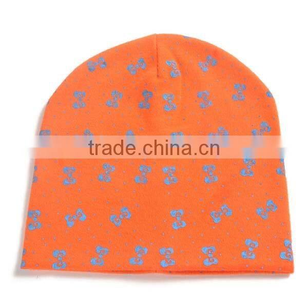 winter korea style 100%cotton cute boys&girls bowknot pattern baby beanie hat