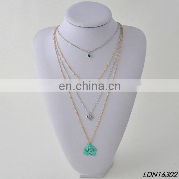 NEW WOMEN SILVER MULTI LAYERS TIE TUXIDO CHAINS WAVE METAL BODY JEWELRY