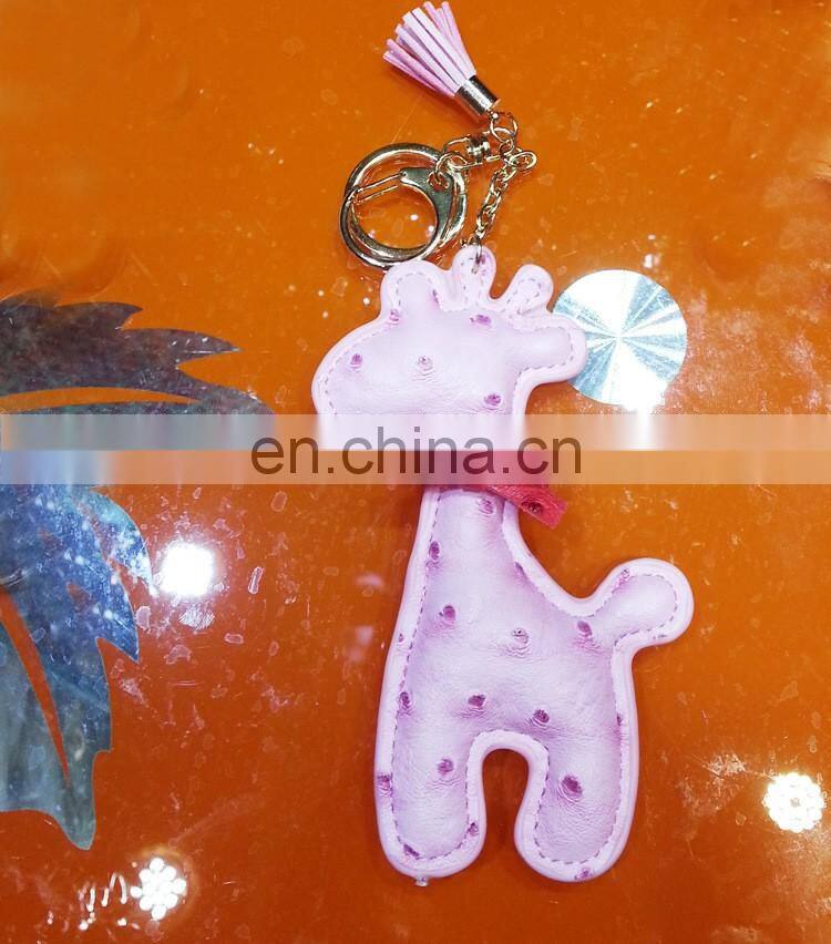Handmade Leather Keychain Car Animal Key Chain Women Bag Charm Pendant Bag Accessories