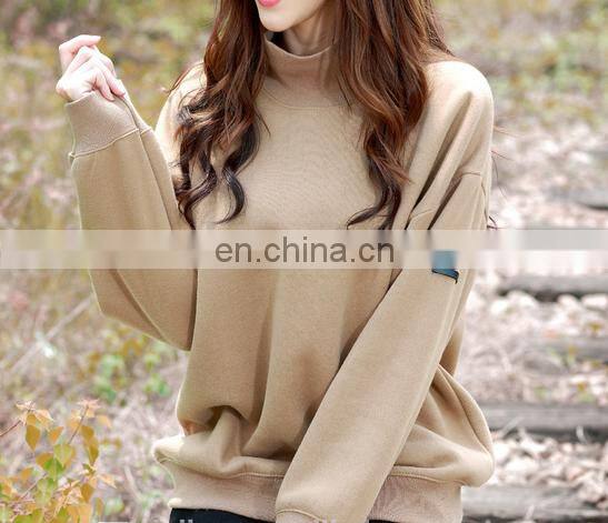 Clothing Women Spring Autumn Ladies Tops Loose Cotton Long Sleeve Batwing High Chimney Collar Velvet Sweatshirt for Women