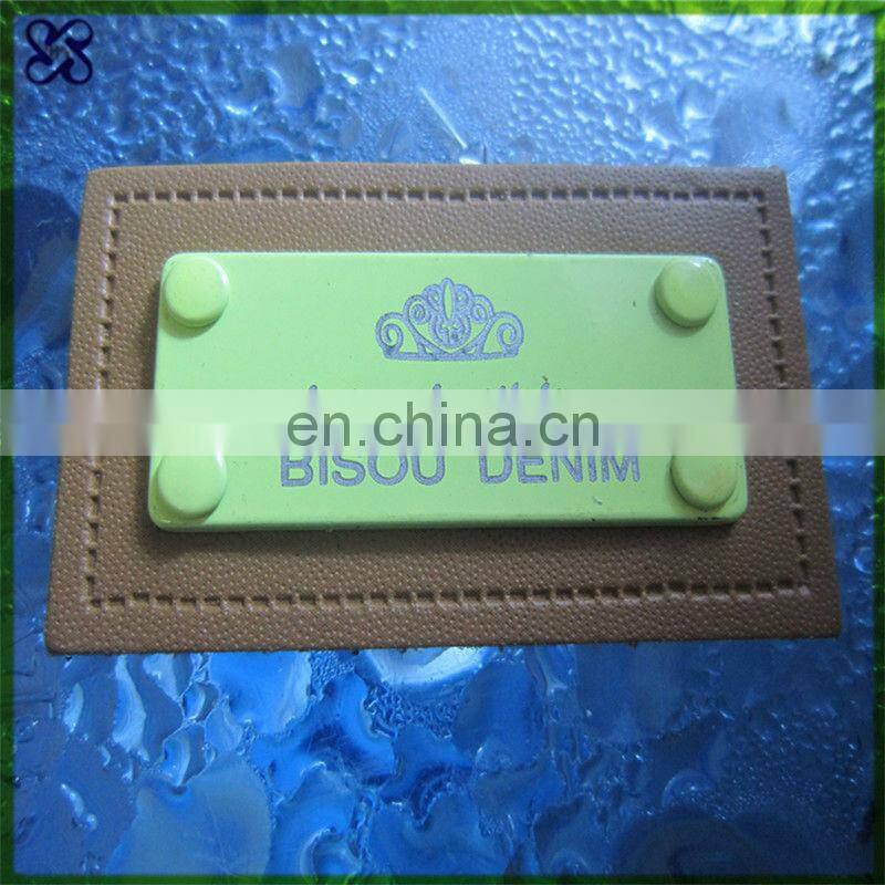 Embossed,embossed logo Technics and Leather Material jeans leather label