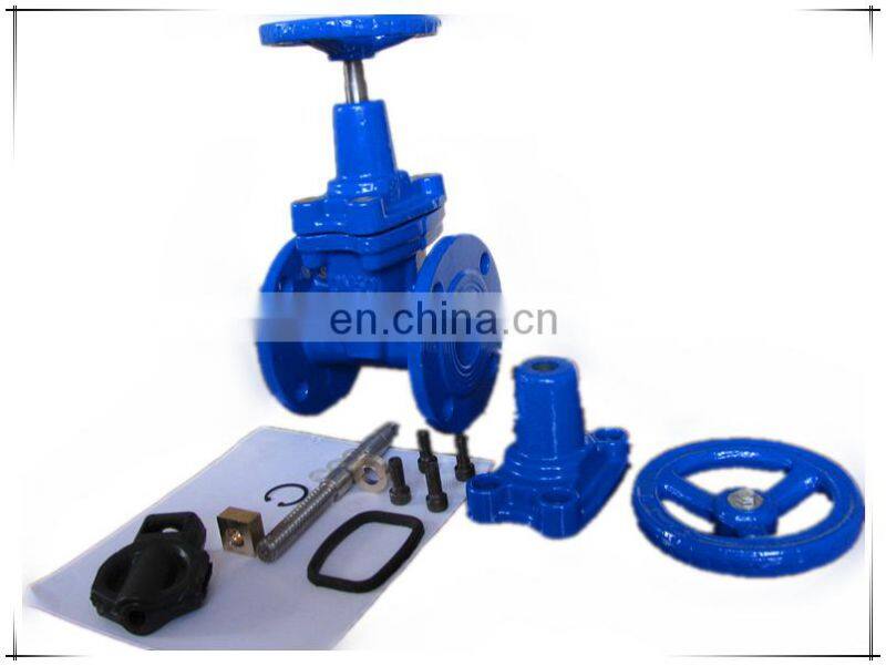 DIN DN500 rubber soft seat water cast iron gate valve with double flange