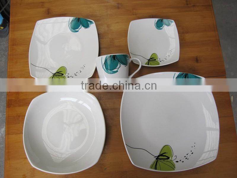 high quality square dinner set,ceramic dinner ware,porcelain ware