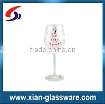 Promotional wholesales hand painted wine glass for wedding