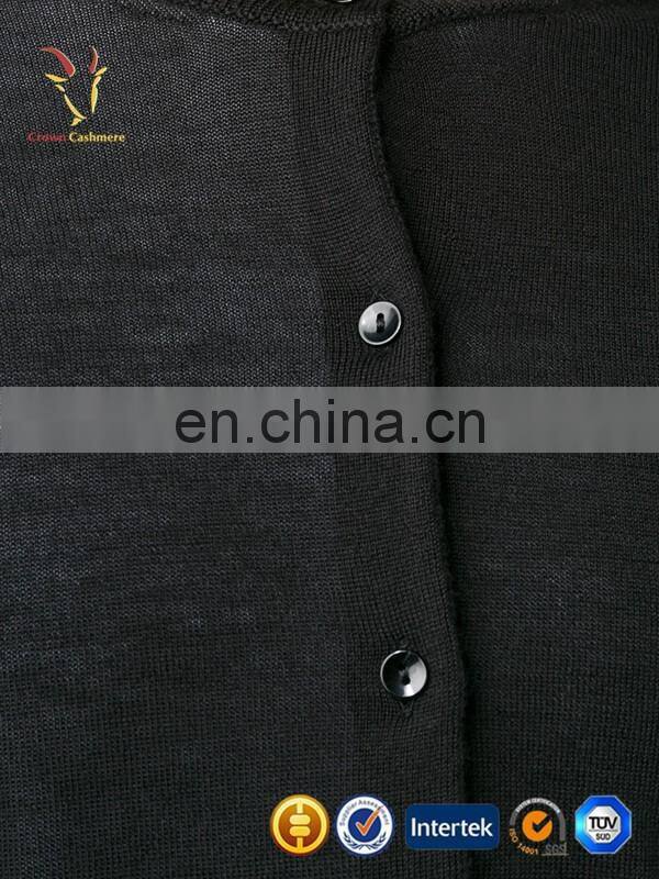 100% cashmere black short cardigan sweater for ladies