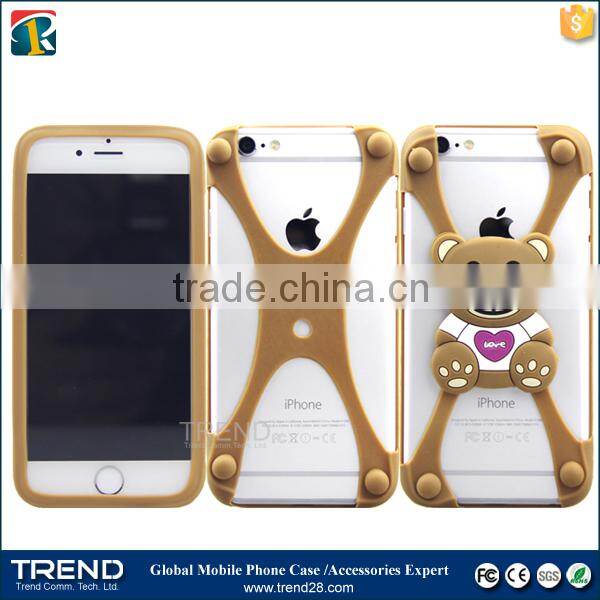 fit for 1~5 inches bear yellow monster universal silicon bumper case for iphone 6