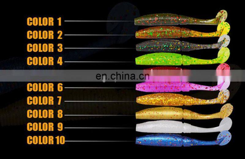 15pcs/bag T Tail Soft Lure 50mm 1g Plastic Fishing Lure Soft Baits Jig Head Texas Rig Bass Fishing Paddle Tail soft Grubs Maggo