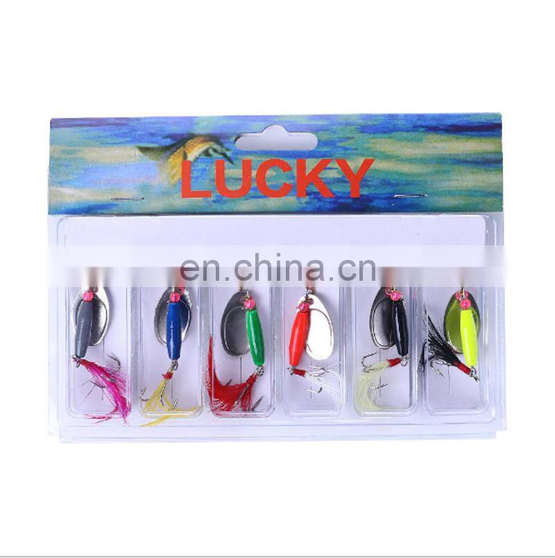 6pcs per set 6cm 8g Lifelike Bass Salmon Trout Fishing Spinners Kit
