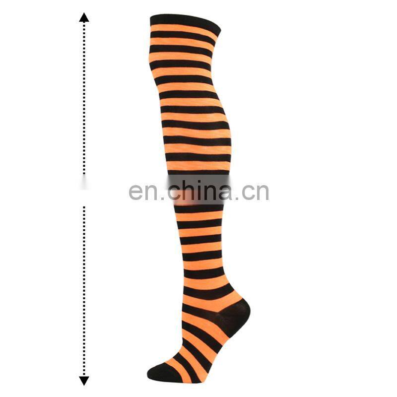 High Quality Cheap Cosplay Long Girls Women Stripe Thigh Over Socks Polyester Cotton Rainbow Sexy Striped Knee High Socks