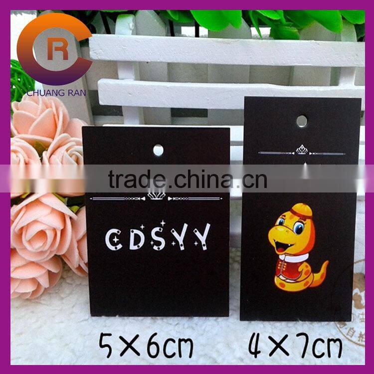 Black cheap thicker paper custom elastic string tags