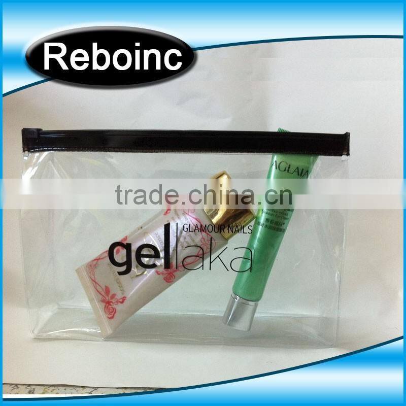 Logo printed Slider zipper Clear pvc bag for package Vinyl transparent pvc bag cosmetic packing