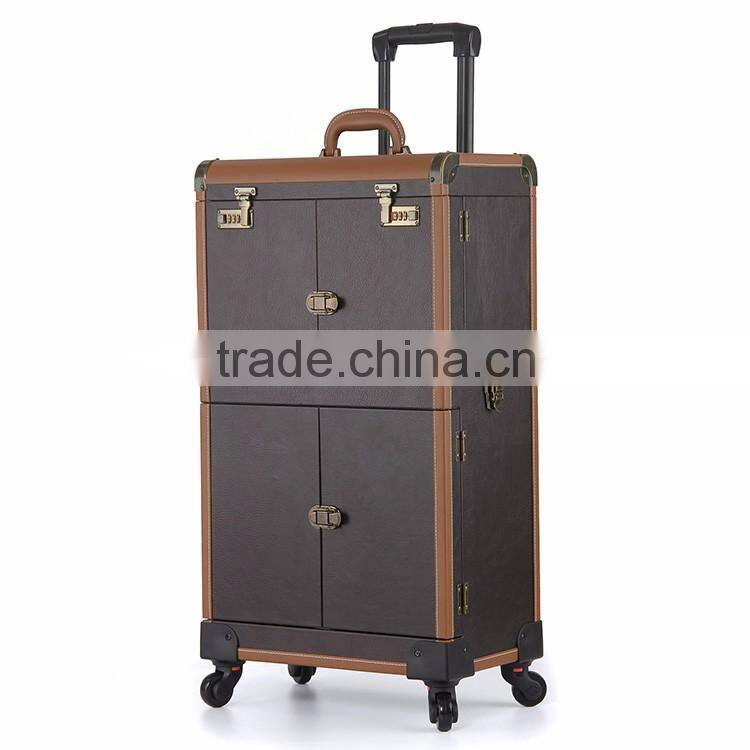 China Factory supplier OEM trolley makeup beauty artist case with mirror and wheels