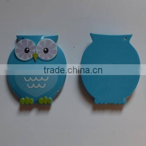 2015 Hot selling cartoon owl shaped magic mirror ,wedding gift hand mirror