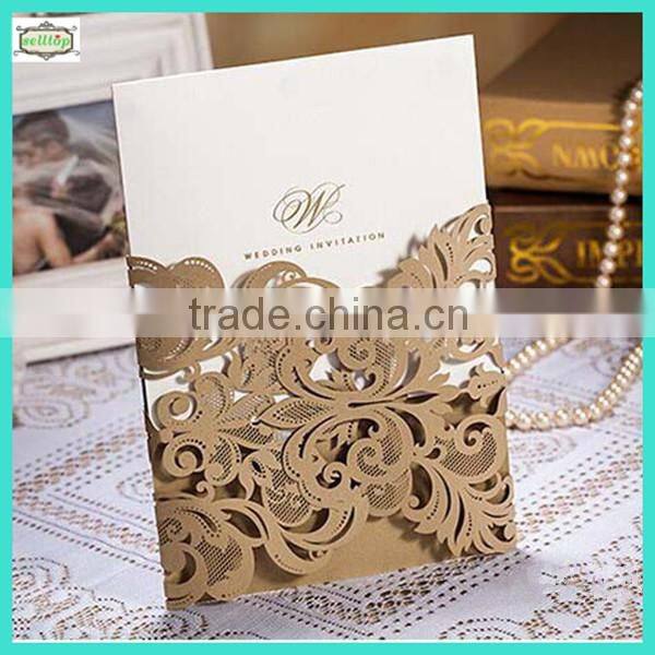 2014 high quality handmade english wedding invitation card