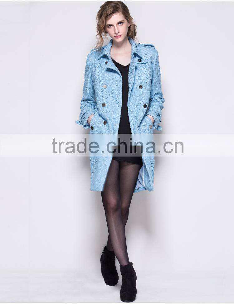 plus size autumn winter Solid color turn-down collar embroidery long-sleeved jacket women's clothing coats autumn winter coats