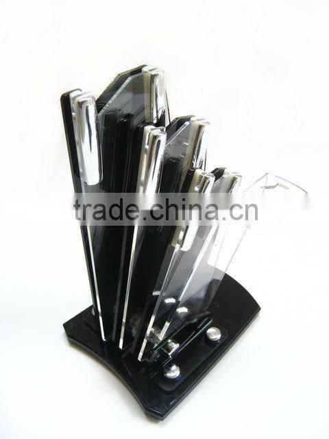 High grade 4 pcs ceramic kitchen knife set with acrylic stand 002A
