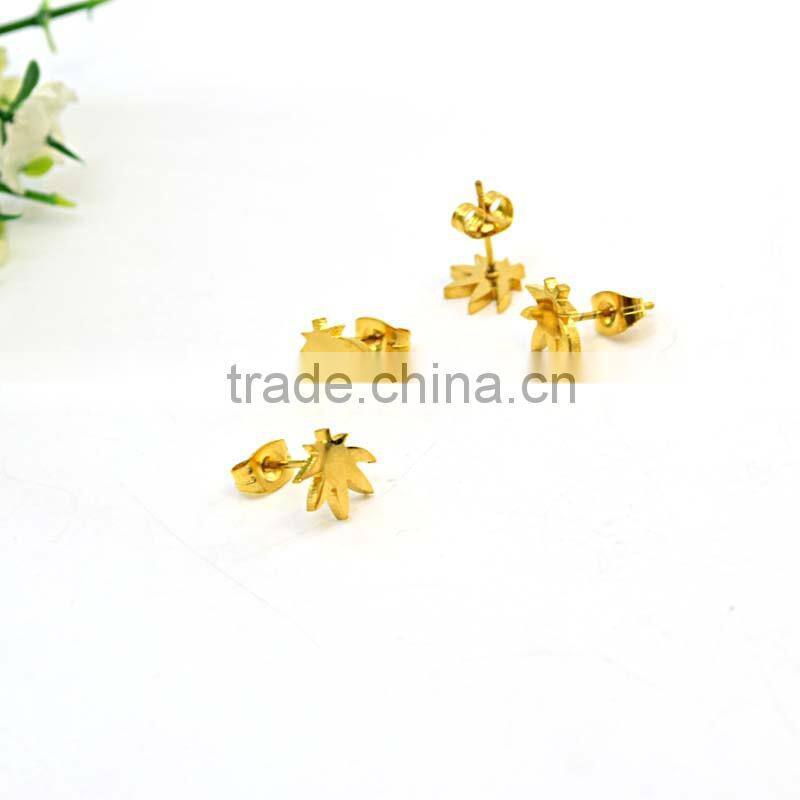 Arui jewelry fashion gold earrings designs for girls leave earrings