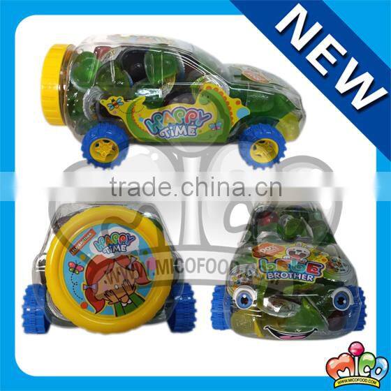 assorted mini fruit jelly in car jar