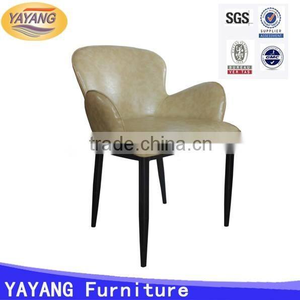 Wood imitation modern leather dining chairs designs with arm