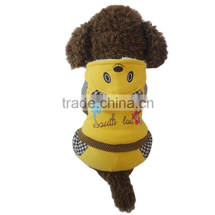 Cartoon bear four-foot thick warm yellow pet dog sweater