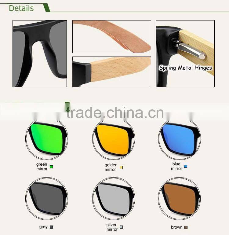 Handmade wooden custom logo bamboo sunglasses with polarized lenses wholesale sunglasses