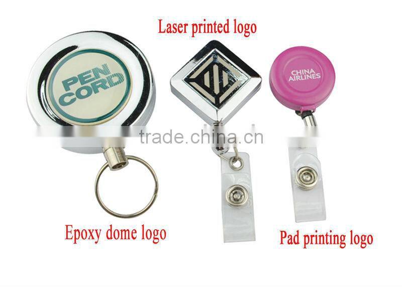 Gold metal retractable badge holder reel with belt clip for business